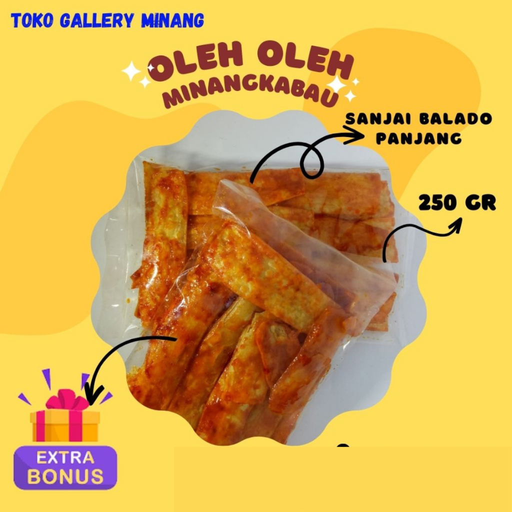 Jual Sanjai Balado Panjang Original Oleh Oleh Asli Cemilan Khas Padang