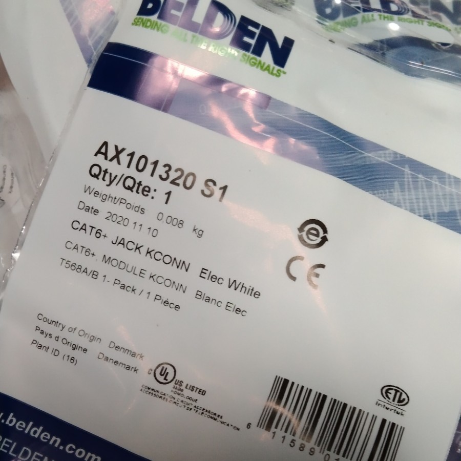 Jual BELDEN MODULAR CAT 6 AX101320 / AX101321 WARNA PUTIH/ HITAM ...