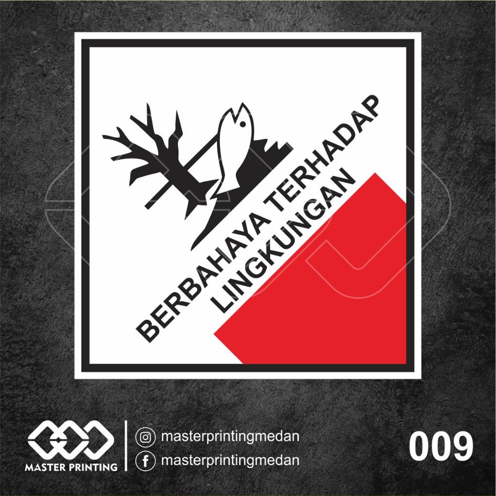 Jual 009 Stiker Berbahaya Terhadap Lingkungan Limbah B3 Sticker Vinyl Tahan Air Murah 0648