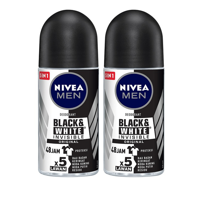 Jual PJ- NIVEA Deodorant Invisible Black & White Roll-On Male 25 ml ...