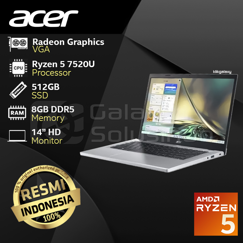 Jual Acer Aspire Slim A M R Vj Ryzen U Gb Ssd Gb Ram Silver Notebook Shopee