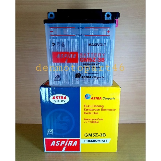 Jual AKI MOTOR BASAH [ ASPIRA ] GM5Z 3B ACCU AKI MOTOR - GRAND LEGENDA