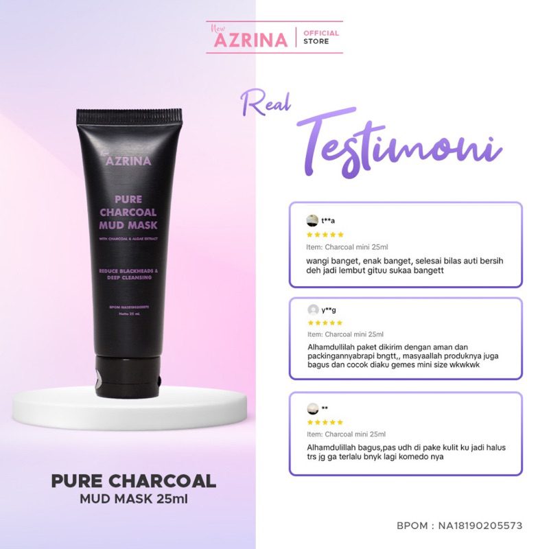 Jual Azrina Pure Charcoal Mud Mask Mini 25ml mini size travel AZRINA ...