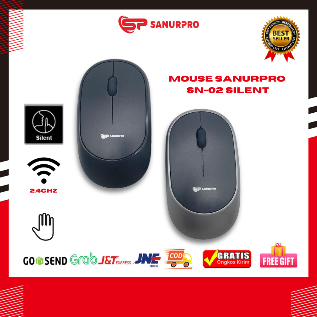 Jual MOUSE SANURPRO WIRELESS SN-02 SILENT | Shopee Indonesia