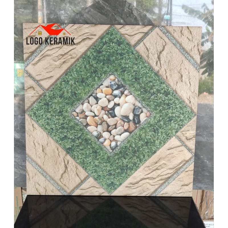 Jual Keramik Lantai Kamar Mandi Teras Motif Batu Alam Rumput 40x40