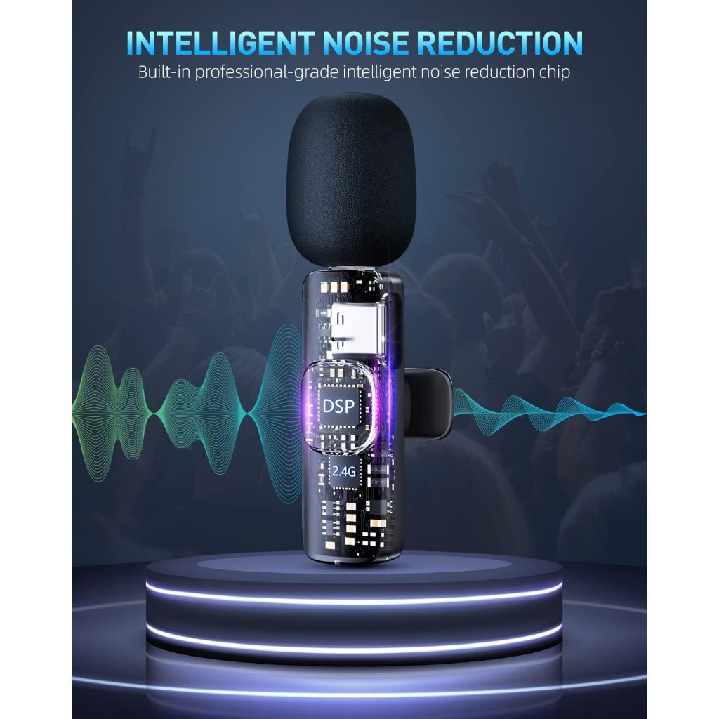 Gambar produk Mic Wireless Clip On Audio Video pembuatan Rekaman Microphone HP IPhone Android Live Game Mobile 2