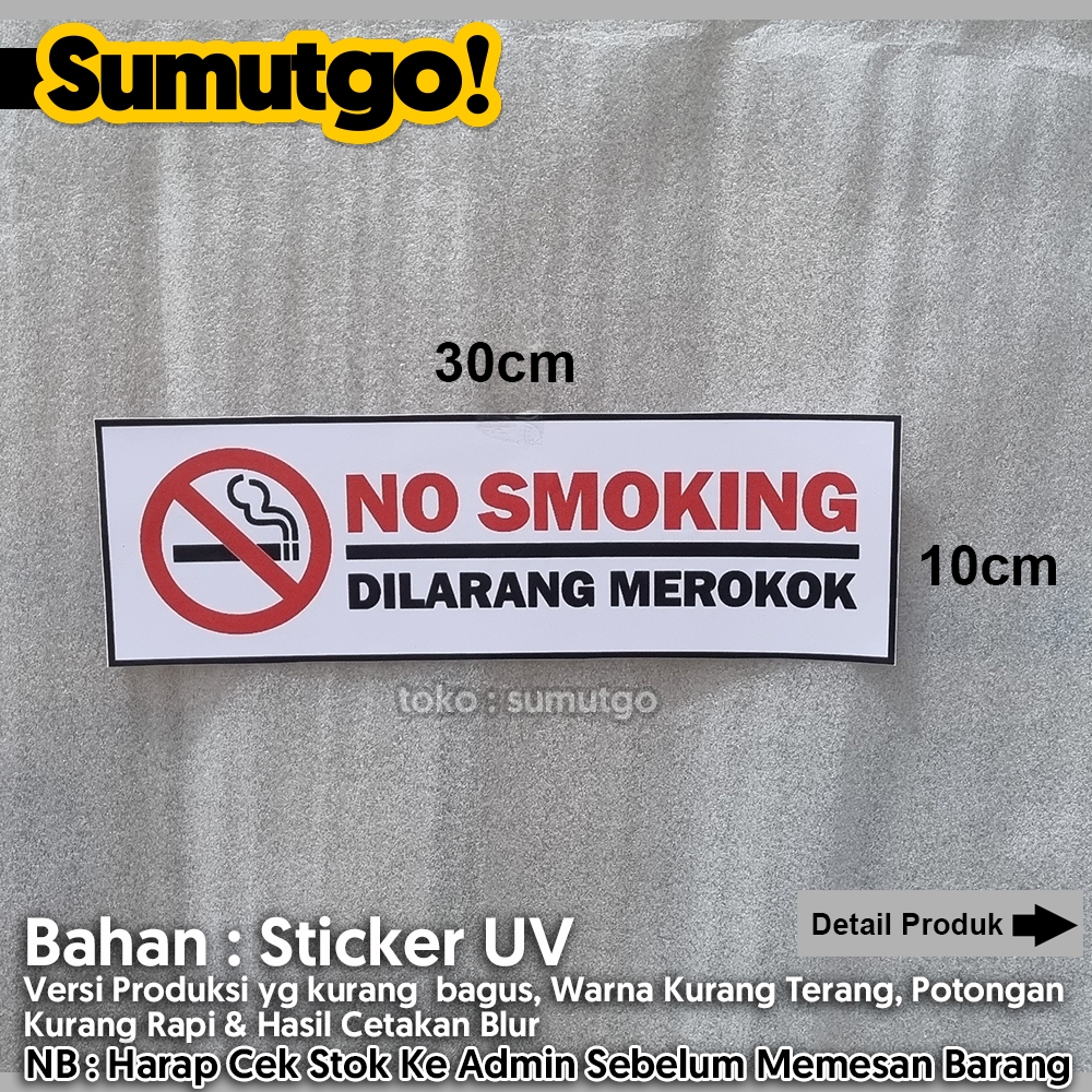 Jual [Promo Barang Reject] Stiker No Smoking Dilarang Merokok Uk 30 X ...