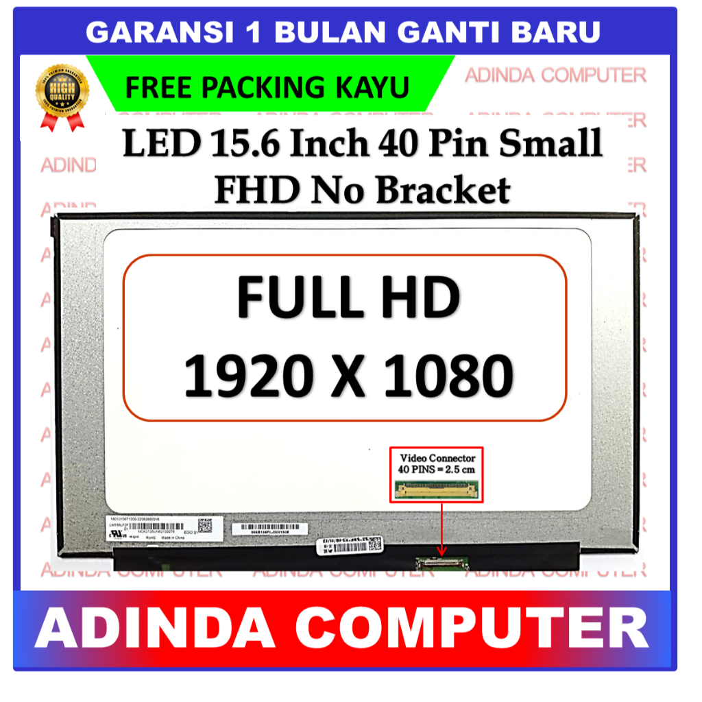 Jual LCD LED 15 Inch 15.6 Inch 40 Pin Small Full HD FHD NB No Bracket ...