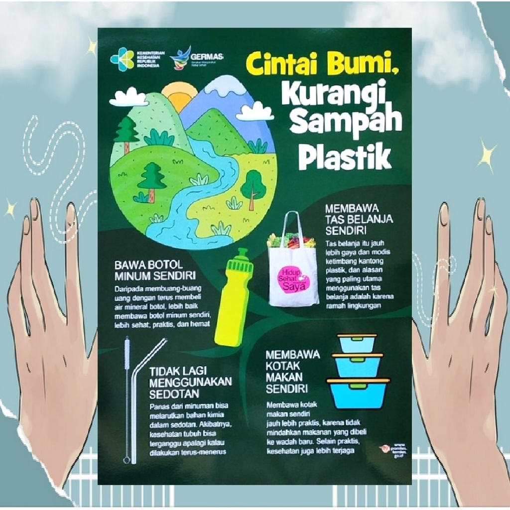 Jual Poster Cintai Bumi | Poster Kurangi Sampah Plastik | Poster Cintai ...