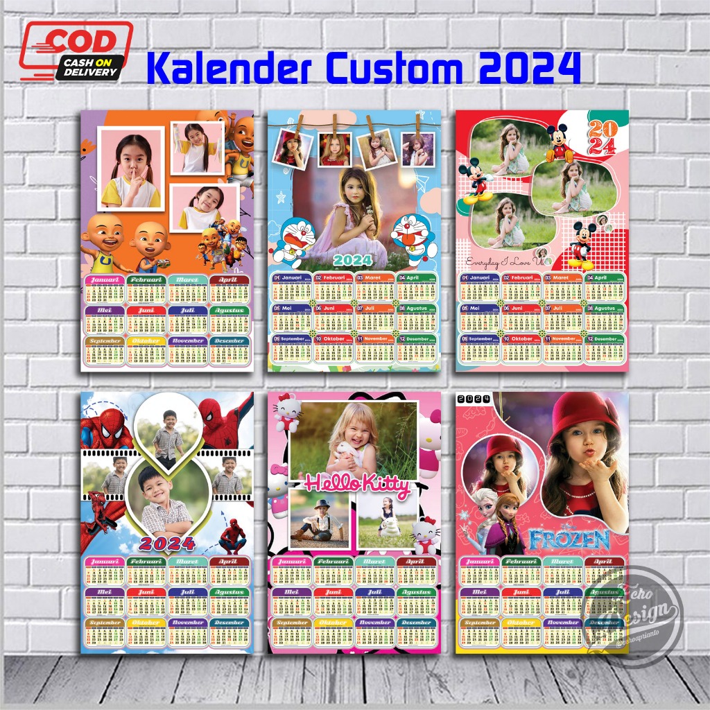 Jual Cetak Kalender Dinding Custom Foto 2024 Free Desain | Shopee Indonesia