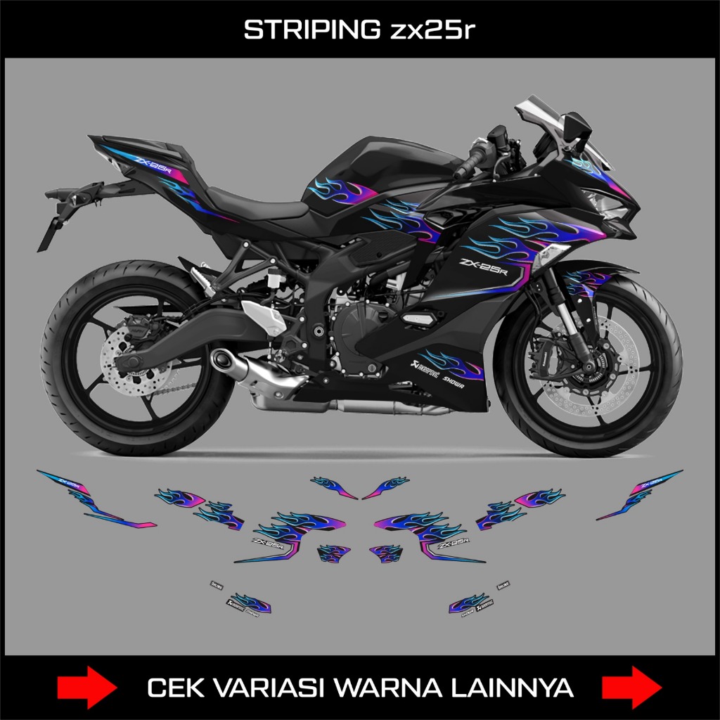 Jual DECAL ZX25R GRAFIS API CUSTOM / STIKER VARIASI MOTOR KAWASAKI ...