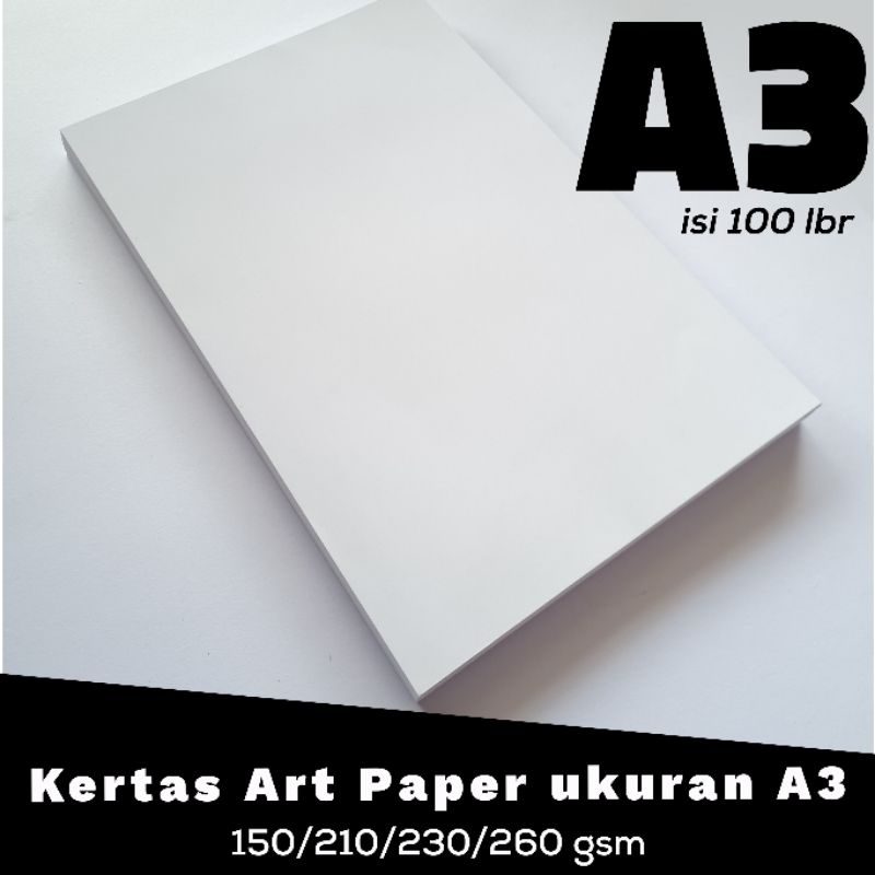 Jual Kertas Art Paper ukuran A3 150/210/230/260 gsm per pack isi 100