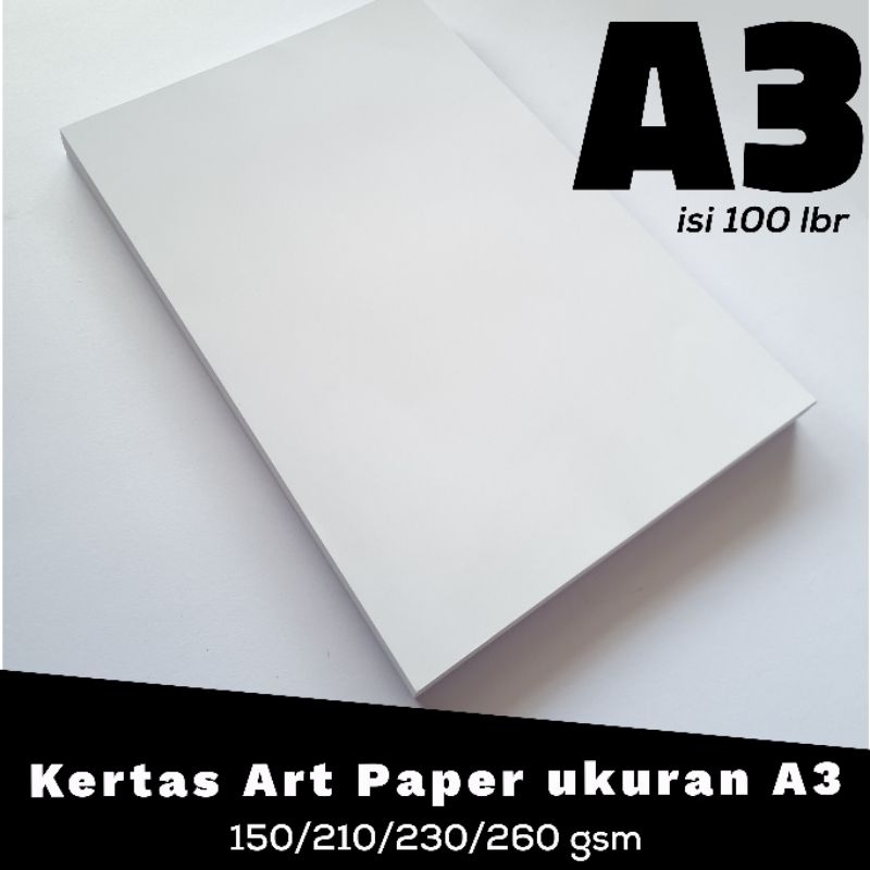 Jual Kertas Art Paper Ukuran A3 150 210 230 260 Gsm Per Pack Isi 100