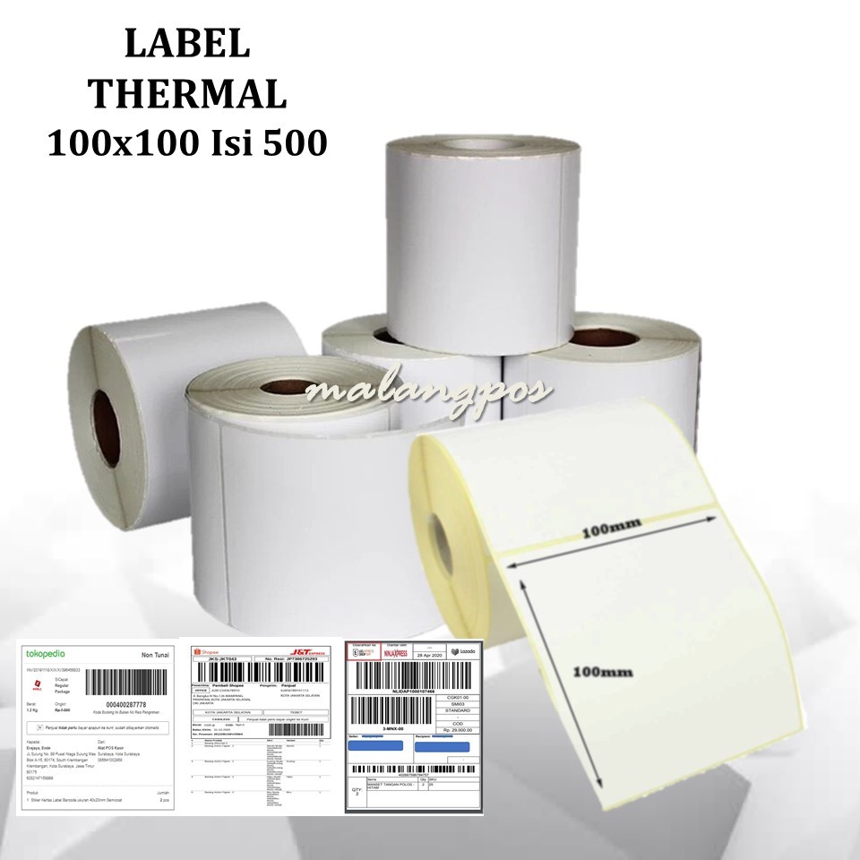 Jual Label Thermal 100x100 Kertas Sticker Stiker Resi Shopee Olshop Printer Xprinter Isi 500 Pcs 0759