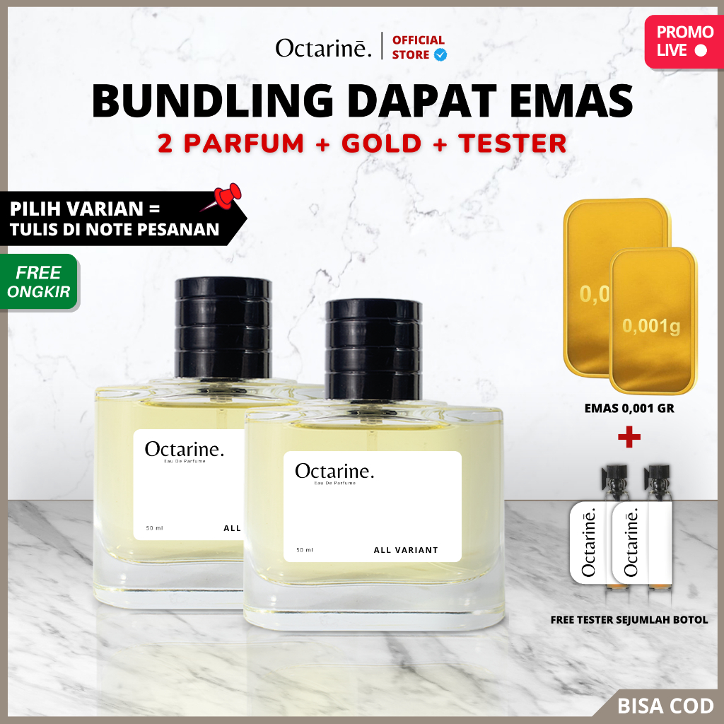 Jual [ LELANG KHUSUS LIVE ] Bundling 2 Botol Parfum 50ml Gratis Emas ...