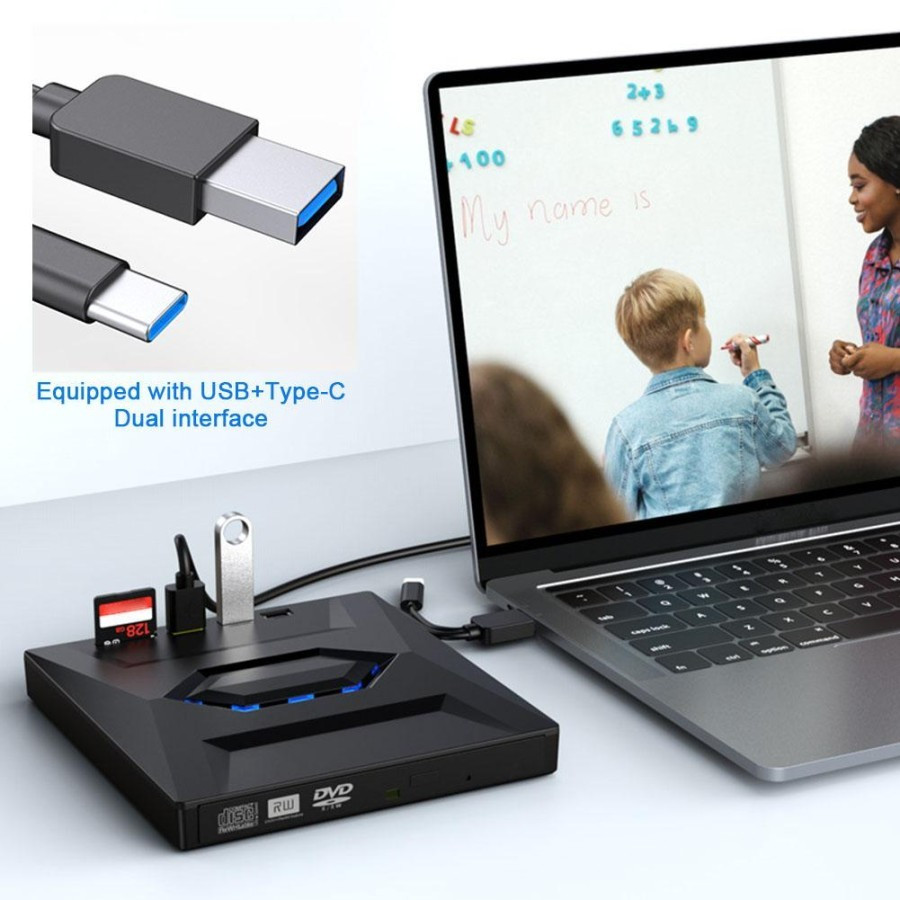 Jual Profftech DVD RW External USB Type-C + USB HUB 3.0 & Card reader ...