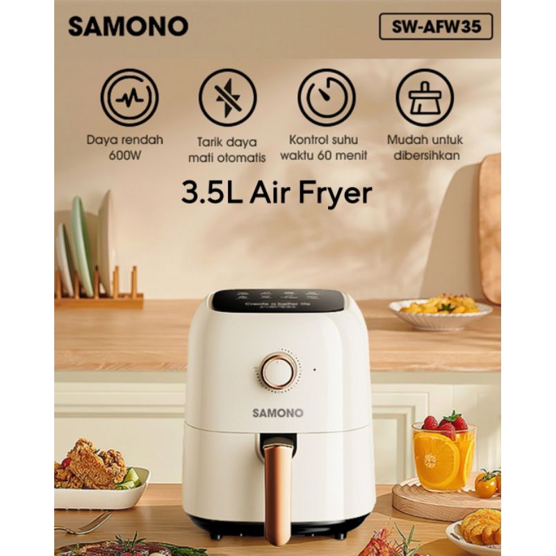 Jual Air Fryer Samono Low Watt 600W Kapasitas 3,5 Liter 3,5L | Shopee ...