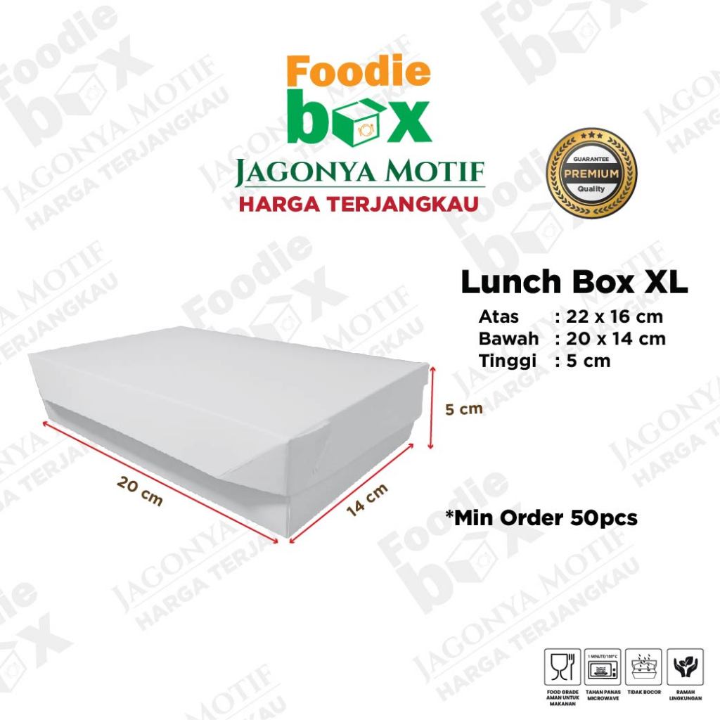 Jual Paper Lunch Box XL | Lunch Box Extra Large Putih Polos | Dus Nasi