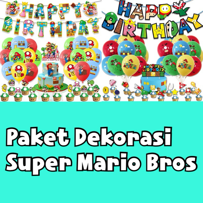 Jual Paket Balon Super Mario Bros Dekorasi Happy Birthday Shopee Indonesia