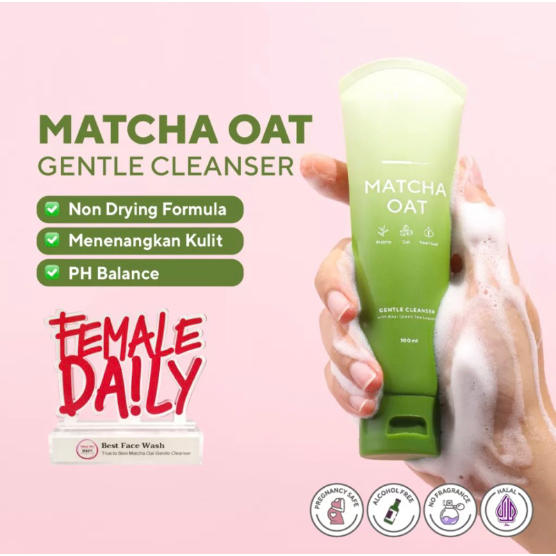 Jual TRUE TO SKIN Matcha Oat Gentle Cleanser 100ml dengan PH Balanced
