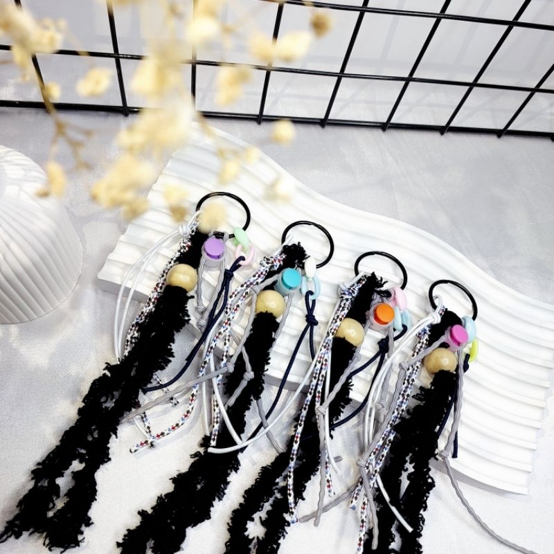 Jual KEYCHAIN BLACK SERIES/BAG CHARM CUTE/BAG CHARM MACRAME Shopee Indonesia