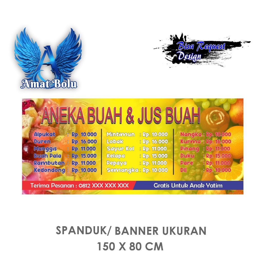 Jual BANNER MMT SPANDUK ANEKA JUS BUAH UKURAN 150X80 BISA REQUEST ...