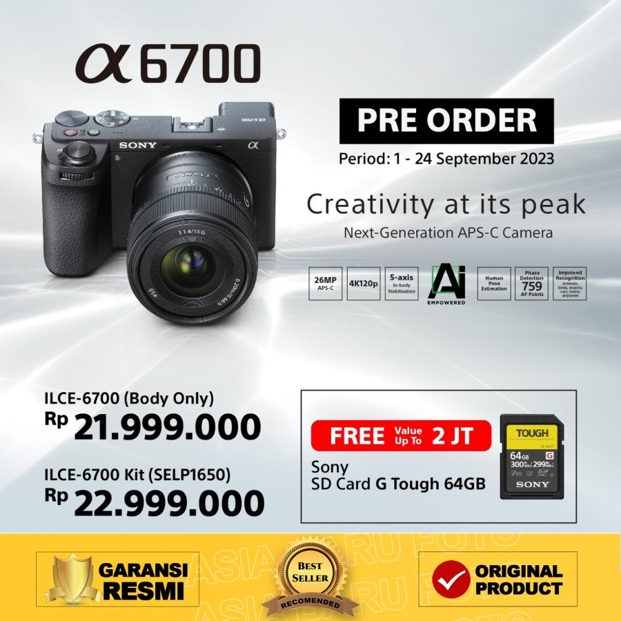 Jual SONY Alpha A6700 Kit 16-50mm | Shopee Indonesia