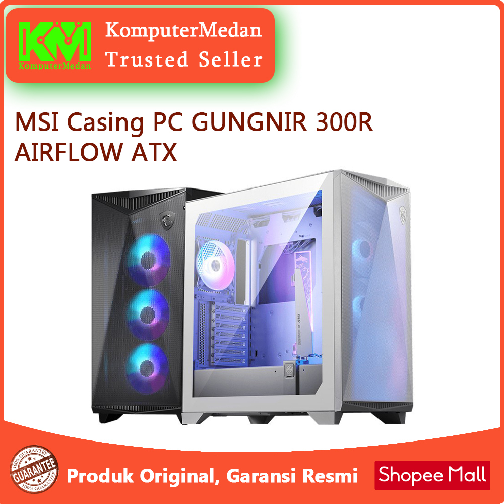 Jual Casing PC MSI GUNGNIR 300R AIRFLOW ATX, Tempered Glass Gaming Case ...