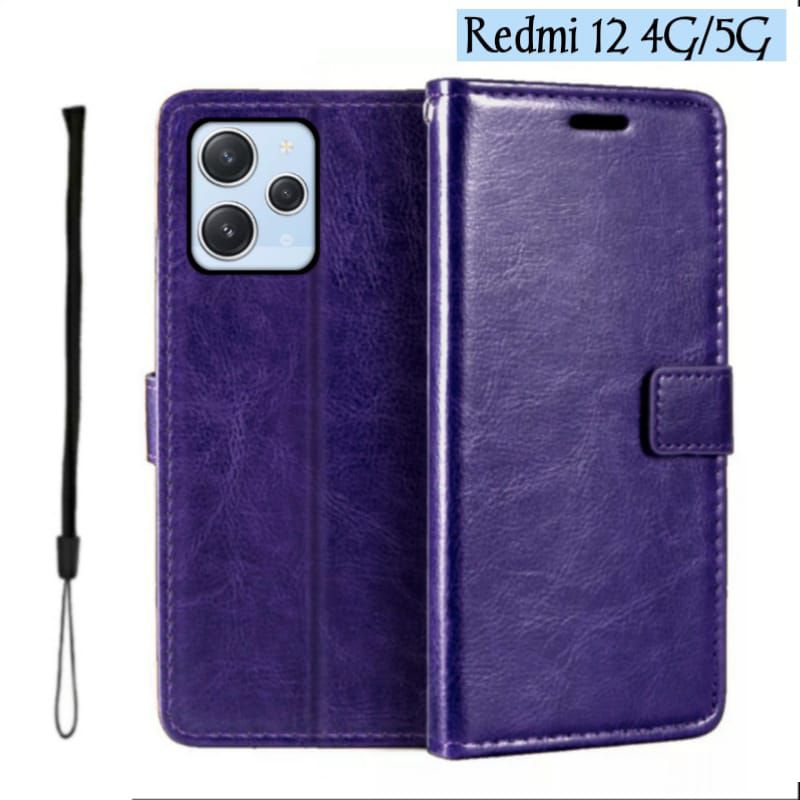 HONLEN Custodia Portafoglio Per Redmi 12 (4G/5G) - PU Pelle Con Stampata Mandala, 3 Slot Per Carte E Supporto Orizzontale - Nero - 6