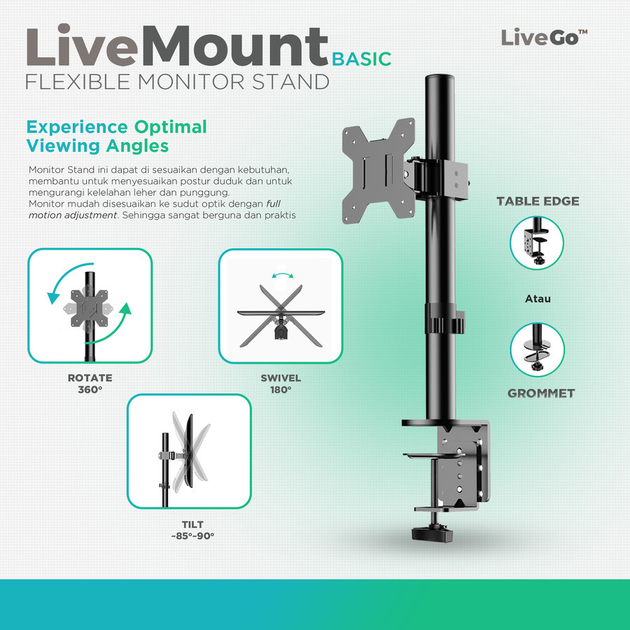 Jual LiveMount Basic Bracket Monitor TV Desk Mount Breket Braket ...