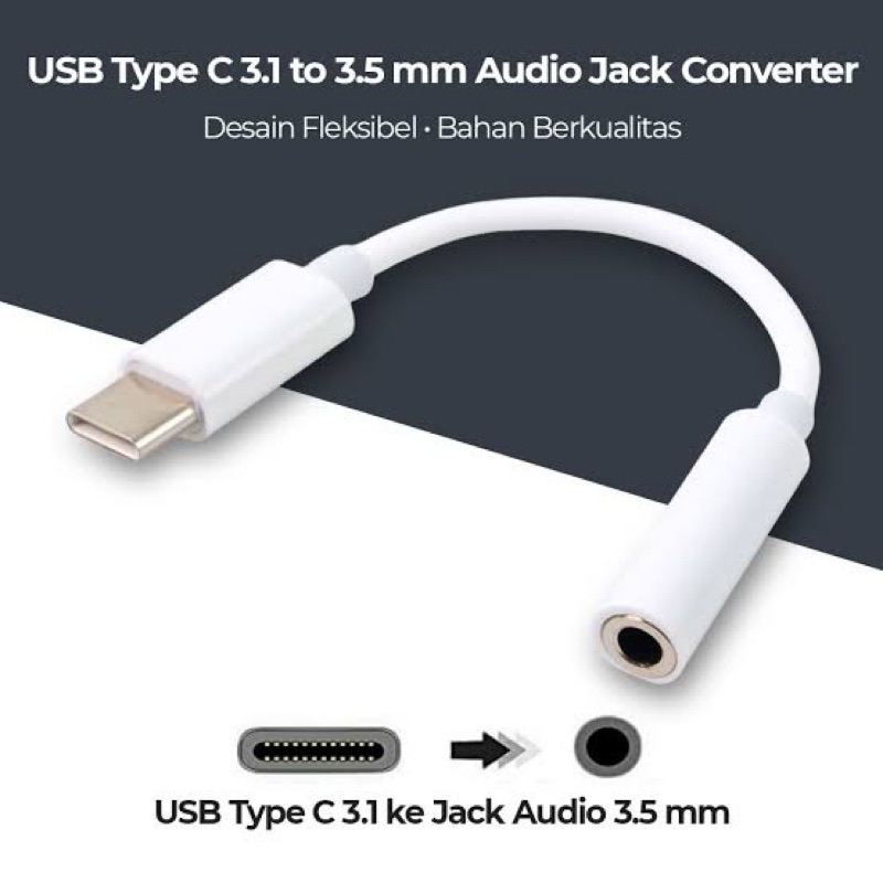 Jual ADAPTER AUDIO TYPE C TO JACK 3.5MM KONEKTOR AUDIO CONVERTER TYPE C