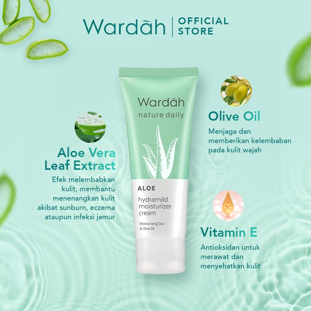 Jual ️AURA ️ Wardah Nature Daily Aloe Hydramild Moisturizer Cream 40 ml