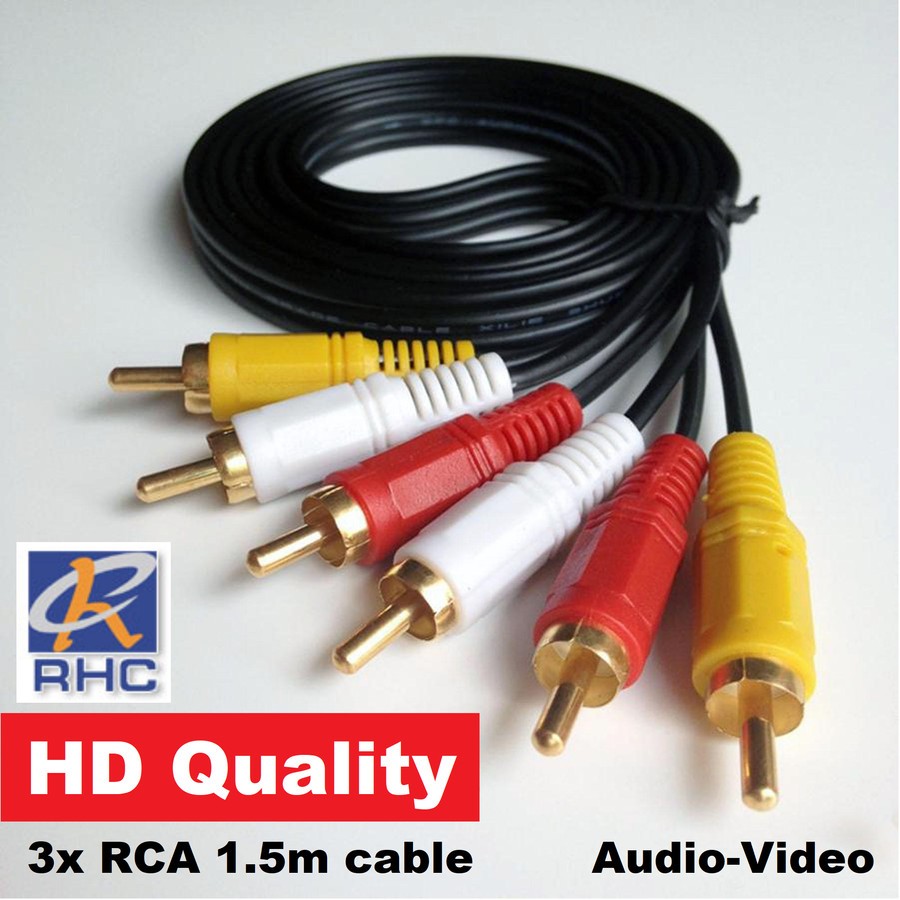 Jual Kabel Audio Video HIFI Stereo 3 RCA Male Jack AUX HD Quality AV ...