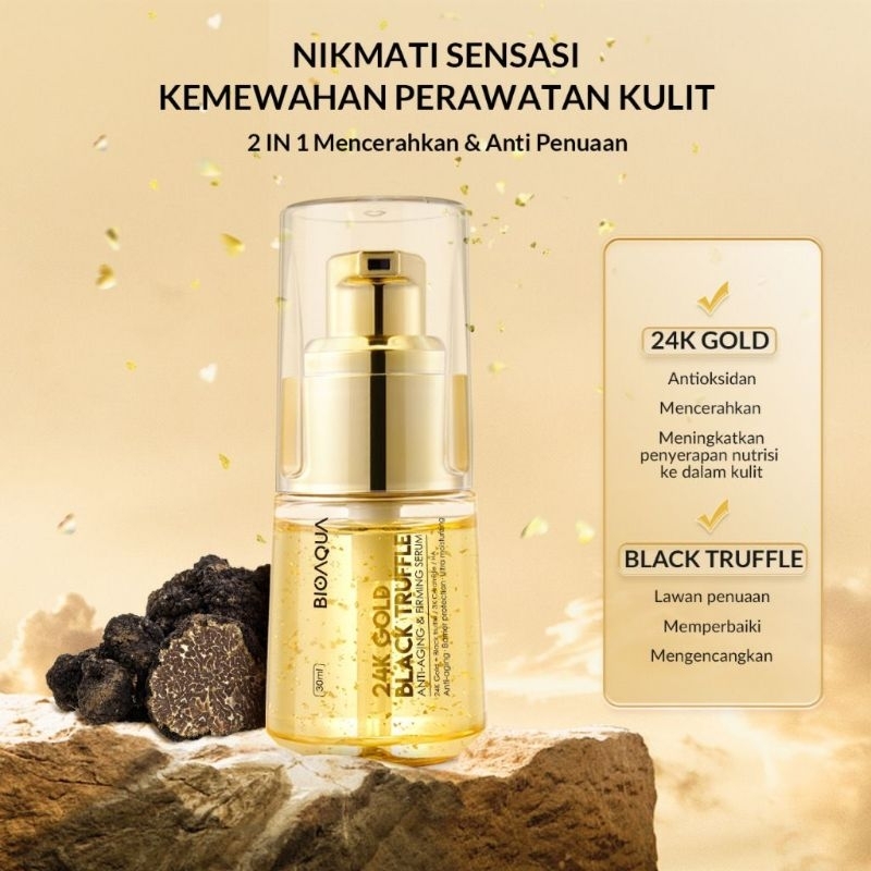 Jual BIOAQUA 24K GOLD BLACK TRUFFLE ANTI AGING & FIRMING SERUM 30ml ...
