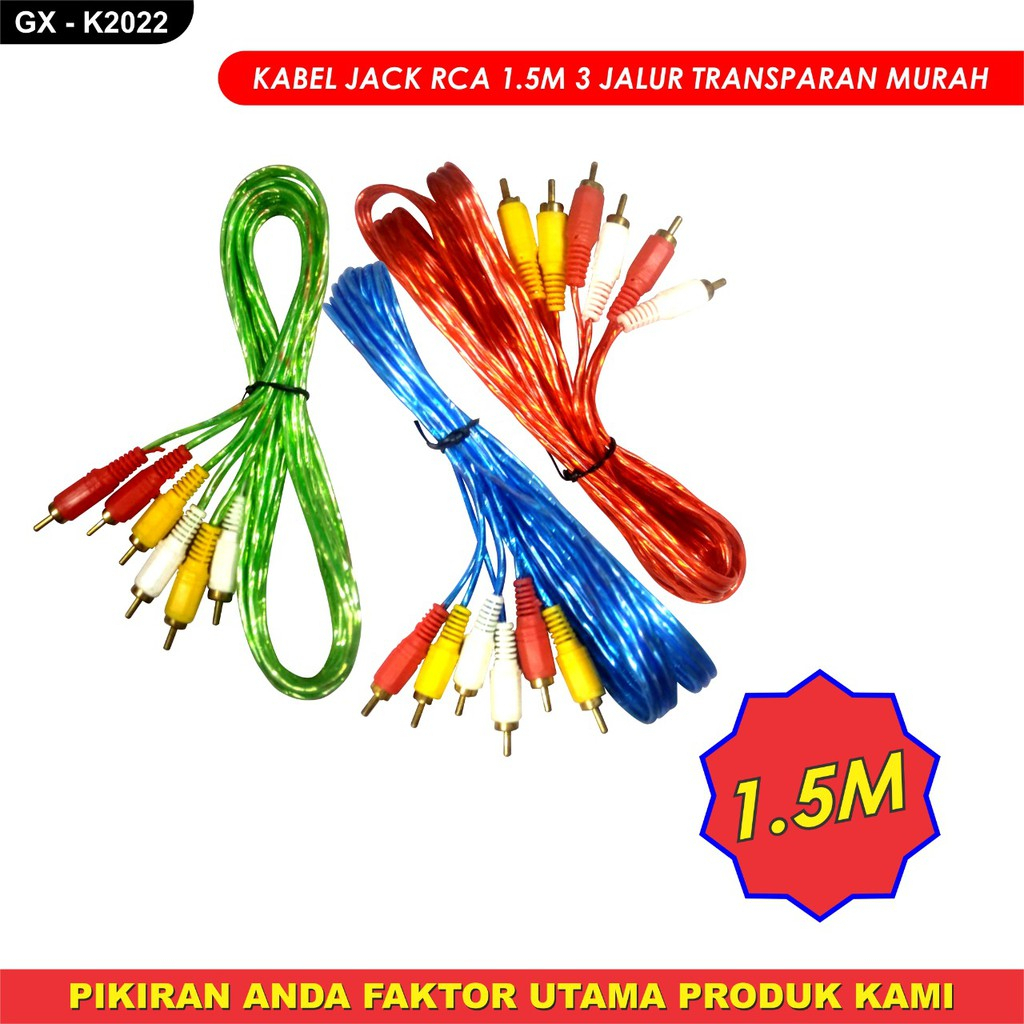 Jual KABEL JEK RCA 3-3 AUDIO 1.5 METER MODEL K2022 KABEL COLOKAN JEK TV ...