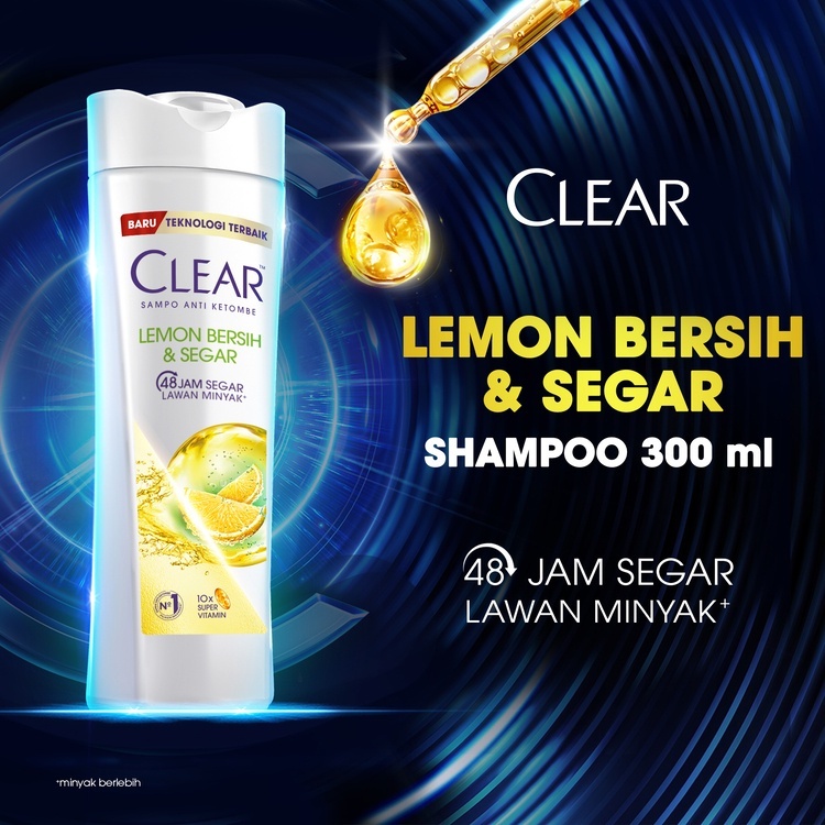 Jual CLEAR Shampoo Anti Ketombe Lemon Bersih & Segar, Kesegaran Tahan Lama 48 Jam dan Lawan