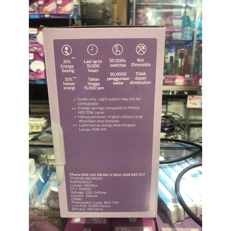 Jual Philips T Force 45 watt TrueForce Essential LED PUTIH | Shopee ...