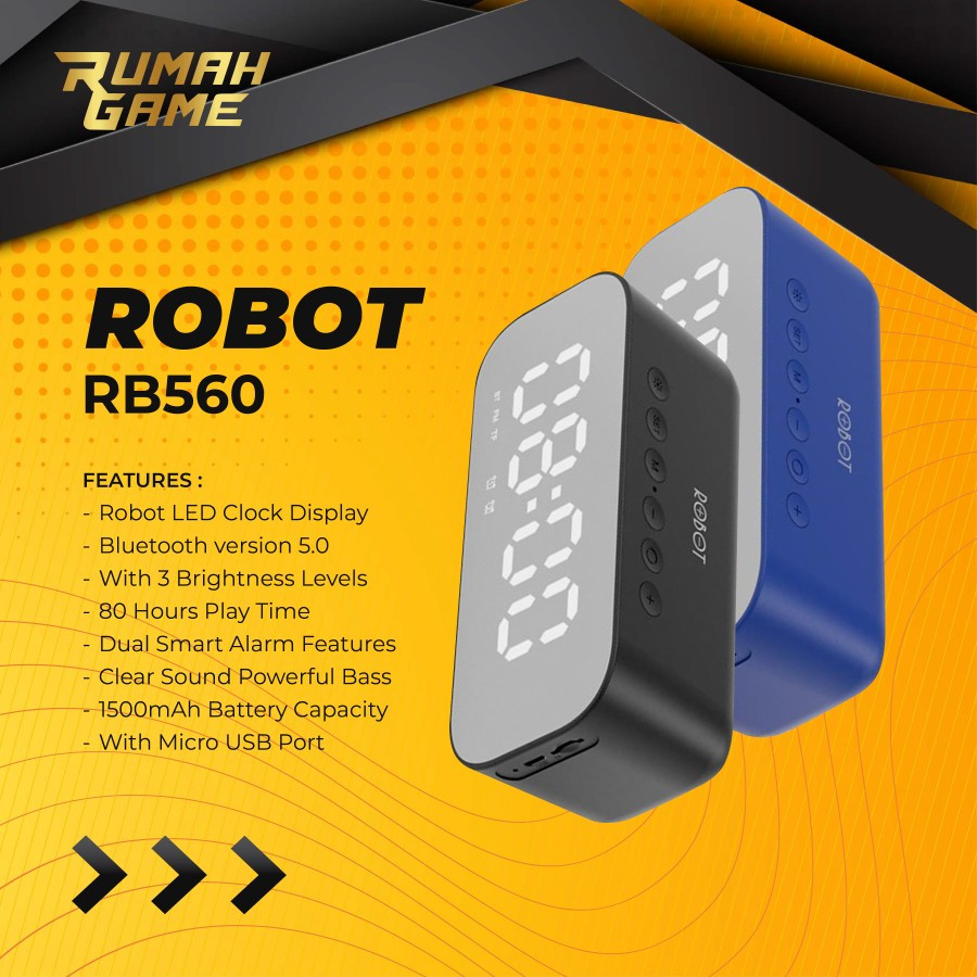 Jual ROBOT RB560 SPEAKER BLUETOOTH Jam ALARM LED INDIKATOR 5.0 | Shopee ...