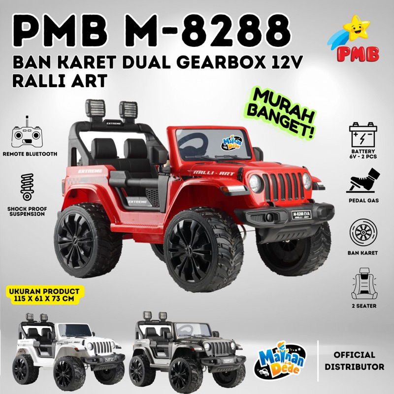 Jual Mainan Mobil Aki Anak PMB 8288 Jeep Rubicon OFF ROAD REMOTE M8288