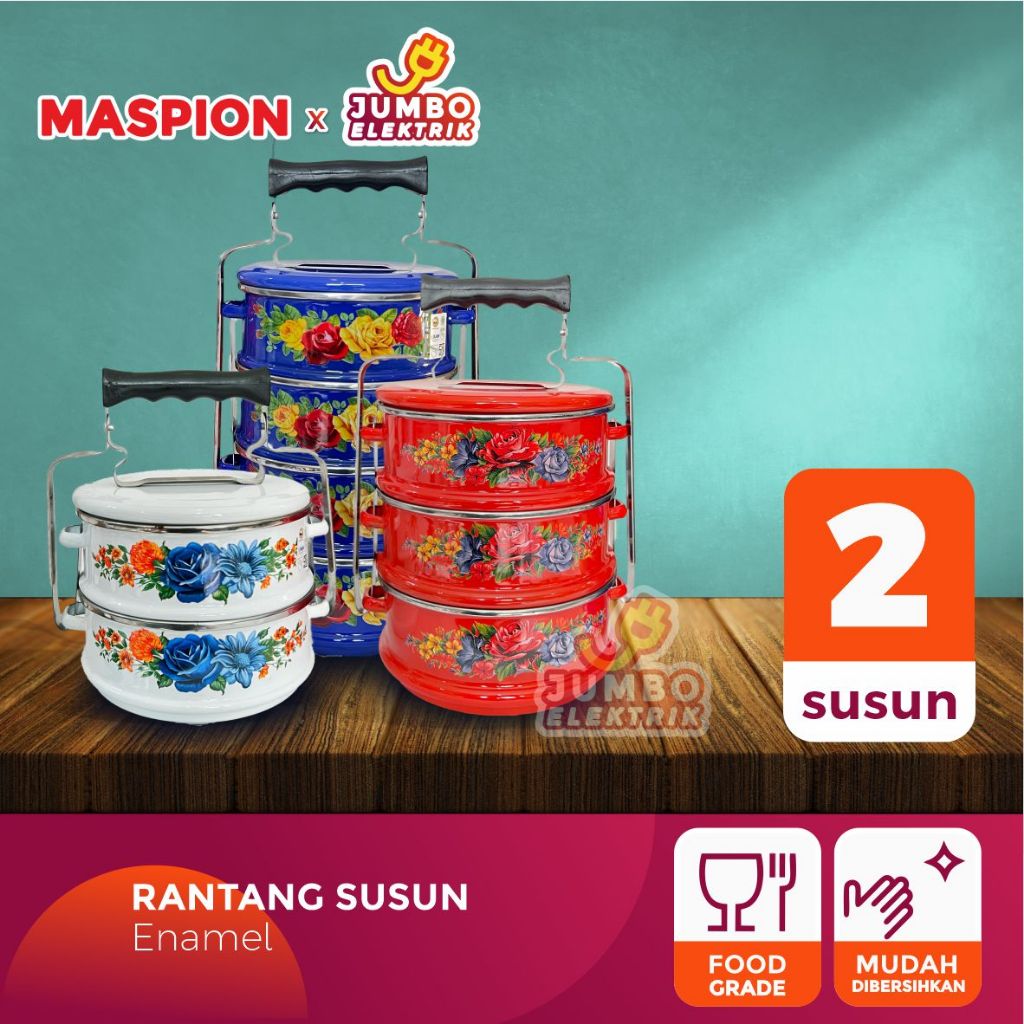 Jual Rantang Susun Jumbo Maspion Enamel Rantang 2 Susun Diameter 14 cm ...