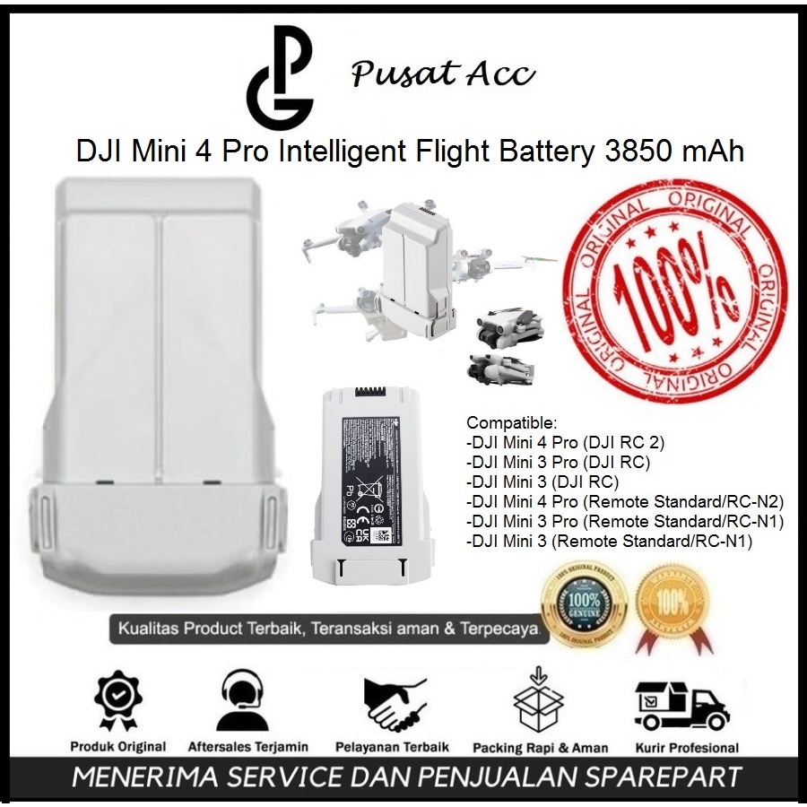 Jual DJI Mini 4 Pro Intelligent Flight Battery 3850 mAh Original for ...