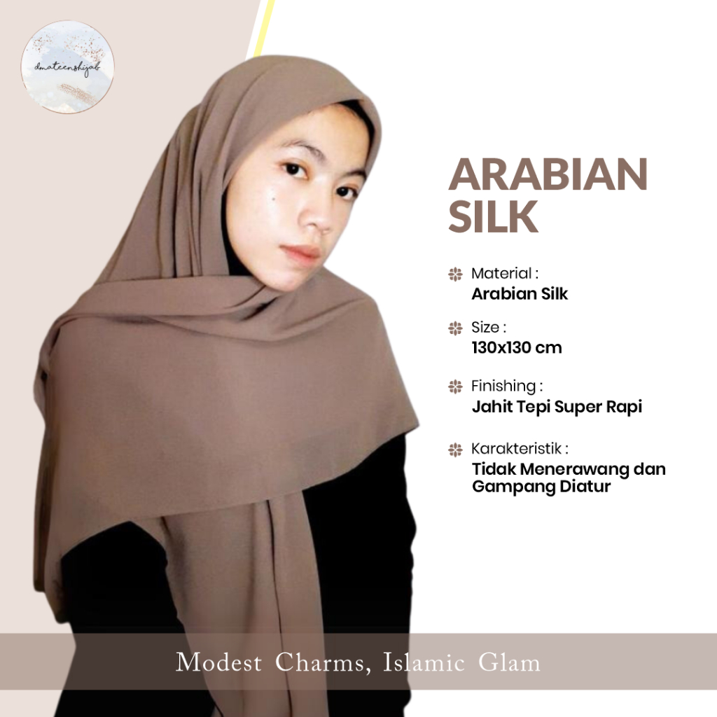 Jual Hijab Basic Square Jilbab Arabian Segi Empat Polos Bahan Silk 