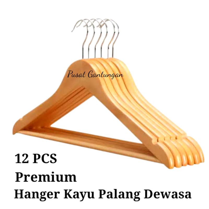 Jual Hanger Kayu Palang Dewasa Natural 1 Lusin Shopee Indonesia