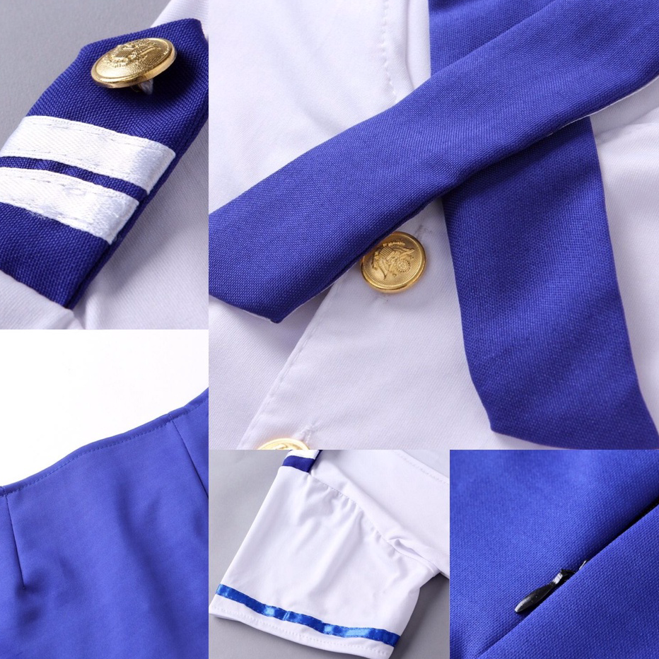 Jual RUSM669 Ɛѵҽ Set Baju Lingerie + Rok + Topi Model Cosplay Pramugari