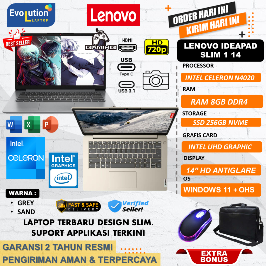 Jual Laptop Baru Murah Lenovo Ideapad Slim Intel N Gb Gb