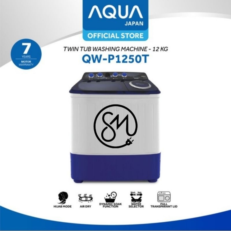 Jual Mesin Cuci Aqua QW-P1250T 12 Kg 2 Tabung QWP1250T Washing Twin ...