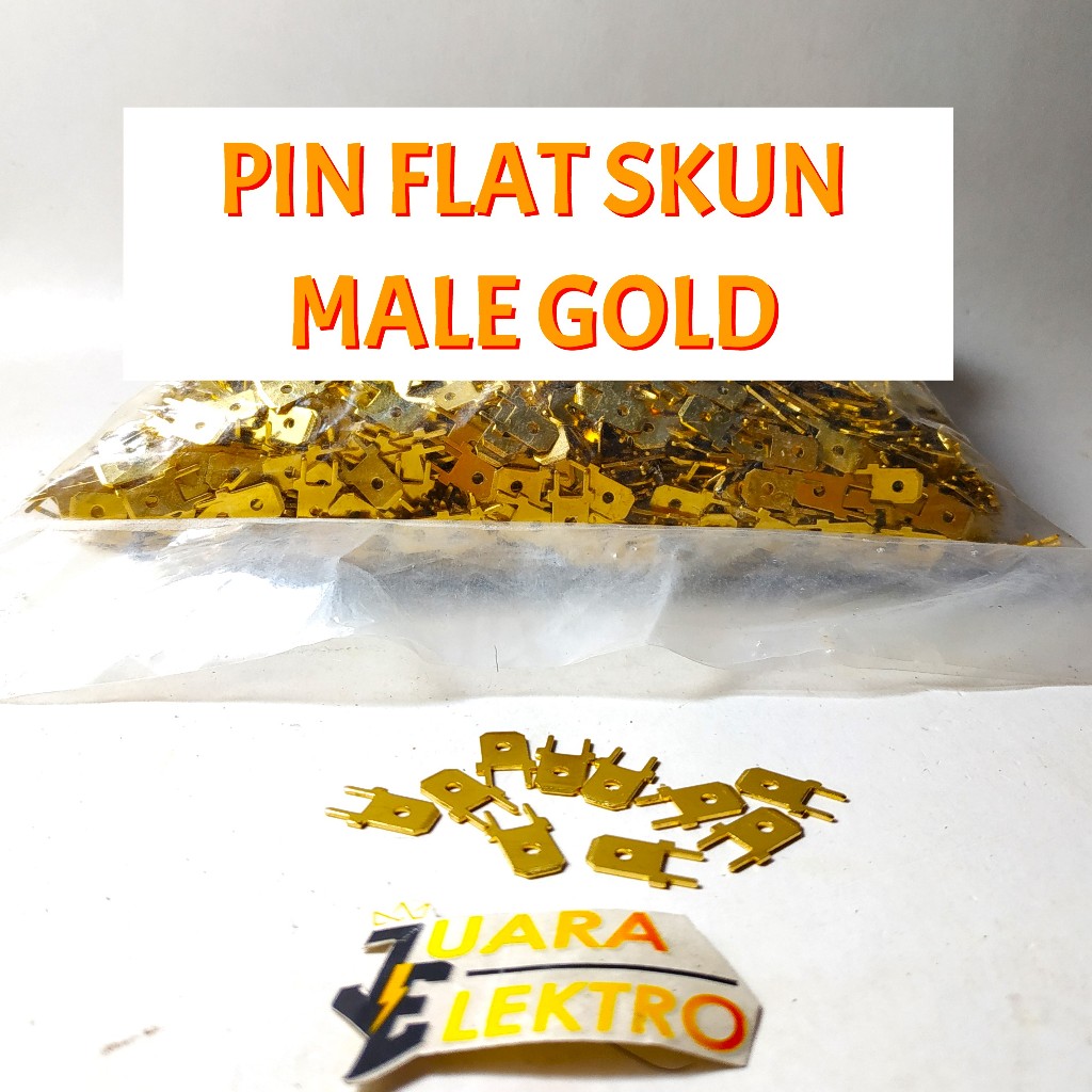 Jual (10 PCS) PIN FLAT SKUN MALE GOLD | Skun Cowok 6.3 mm Emas Pin Flat ...