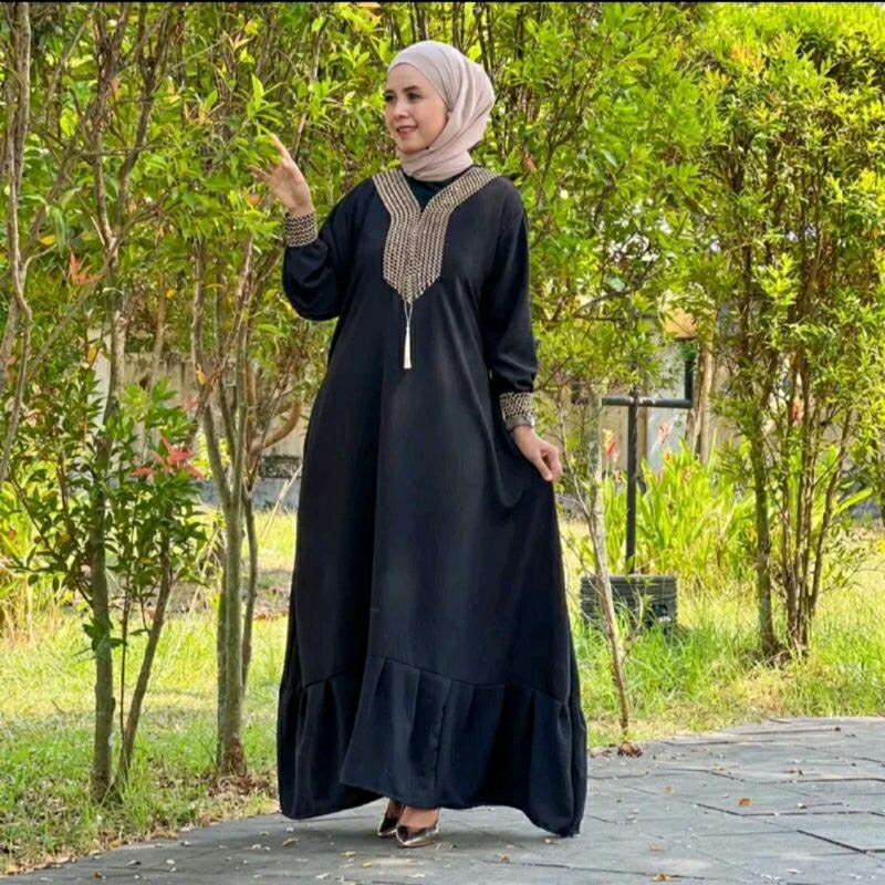 Jual Gamis Renda Sultan Mewah Crinkle Airflow LD 110 & LD 130 Busui ...