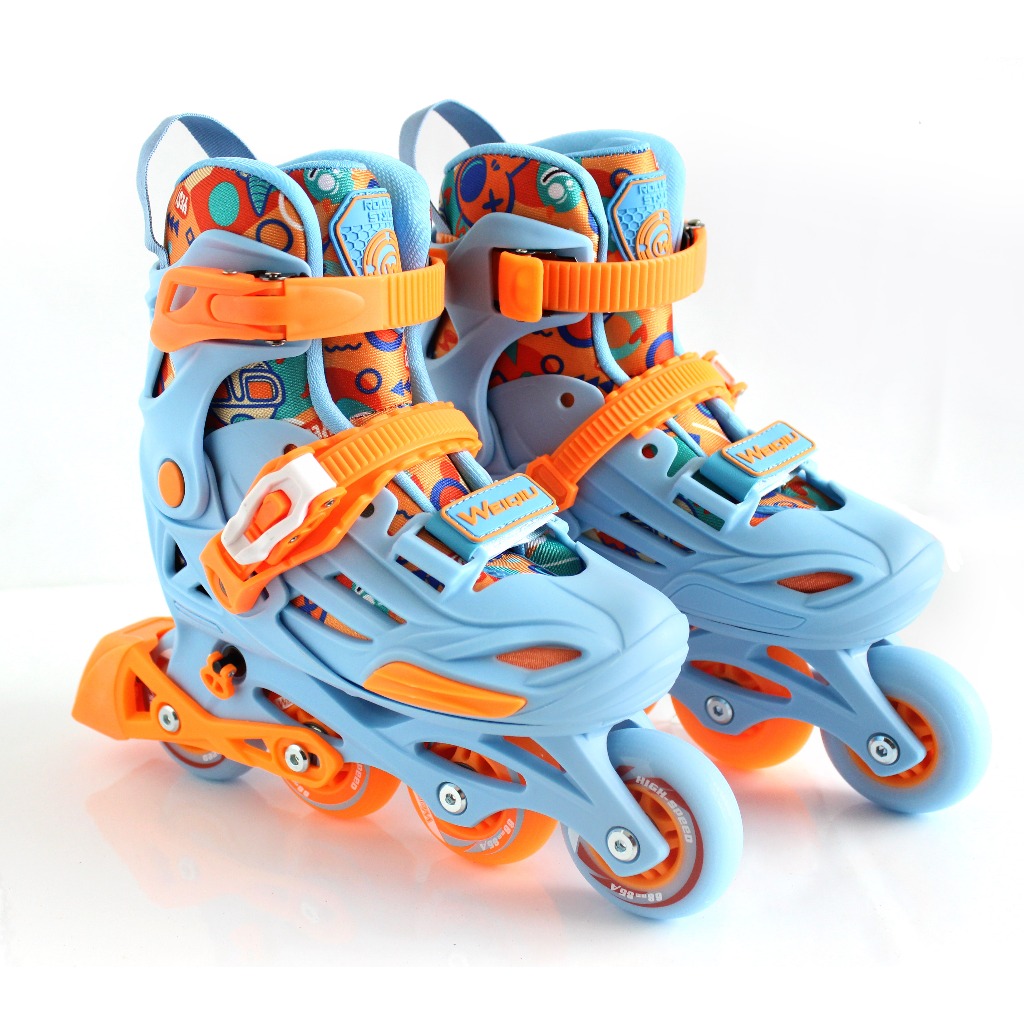 Jual Original Sepatu roda WEIQIU inline skate BIRU Anak adjustable 32 ...