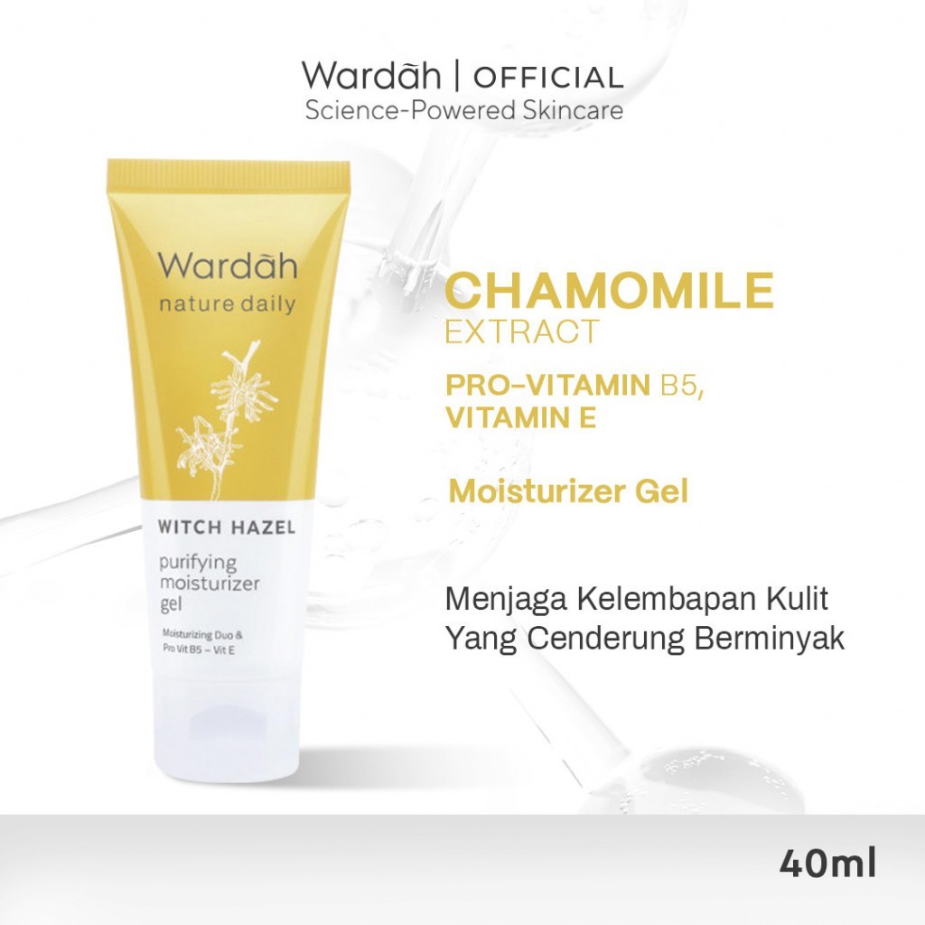 Wardah Nature Daily Witch Hazel Purifying Moisturizer Gel 40 ml - Untuk Kulit Normal - Melembabkan dan Menjaga Keseimbangan Kulit